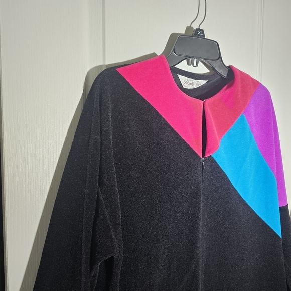 Vanity Fair Womens Size M Vintage 80s MOD Lounge Plush Lounge House Dress Retro - Picture 2 of 13